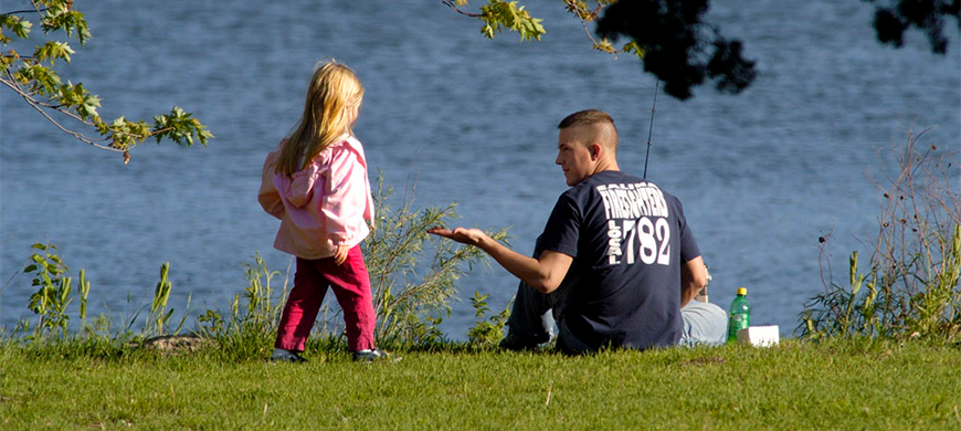 Dad and daughter fishing