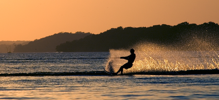 Skiing on Clinton at Dusk